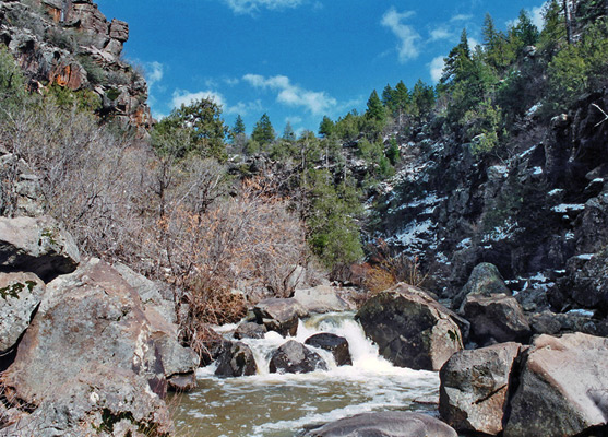 Fast-flowing stream in Munds Canyon