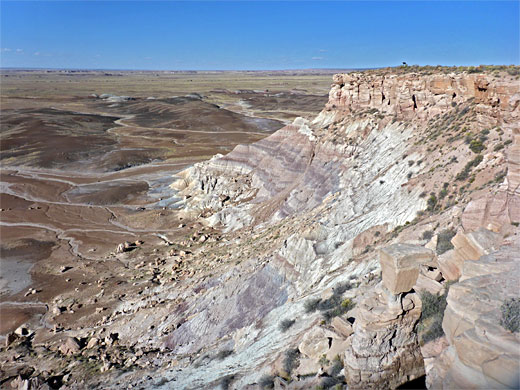 Banded cliffs; view along the start of the Blue Mesa loop