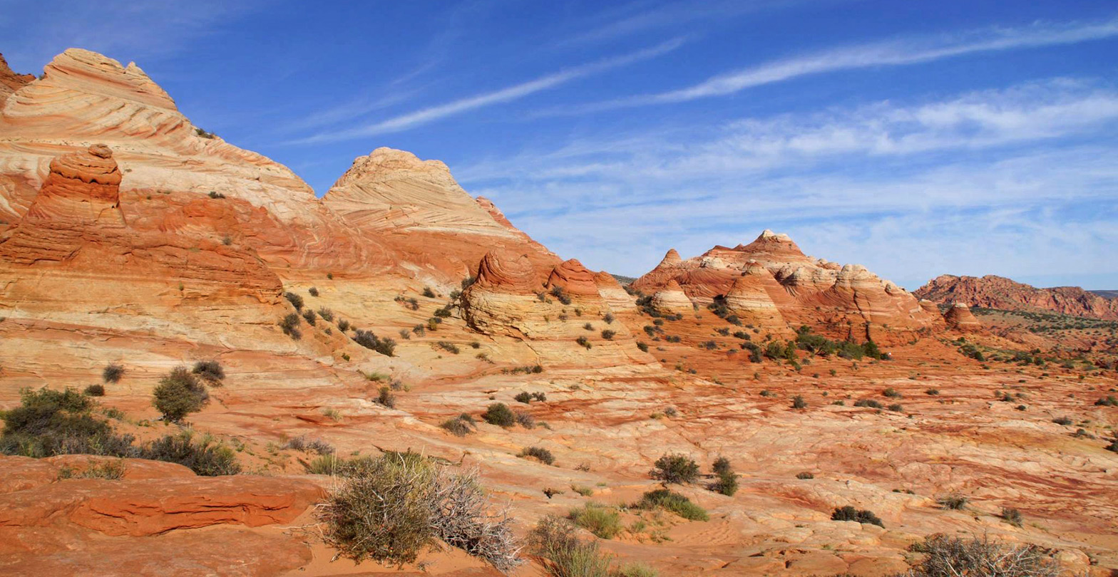 Sandstone domes along the trail to the Wave