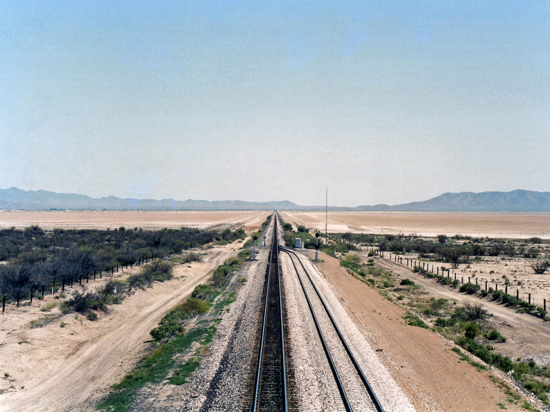Railroad across Willcox Playa