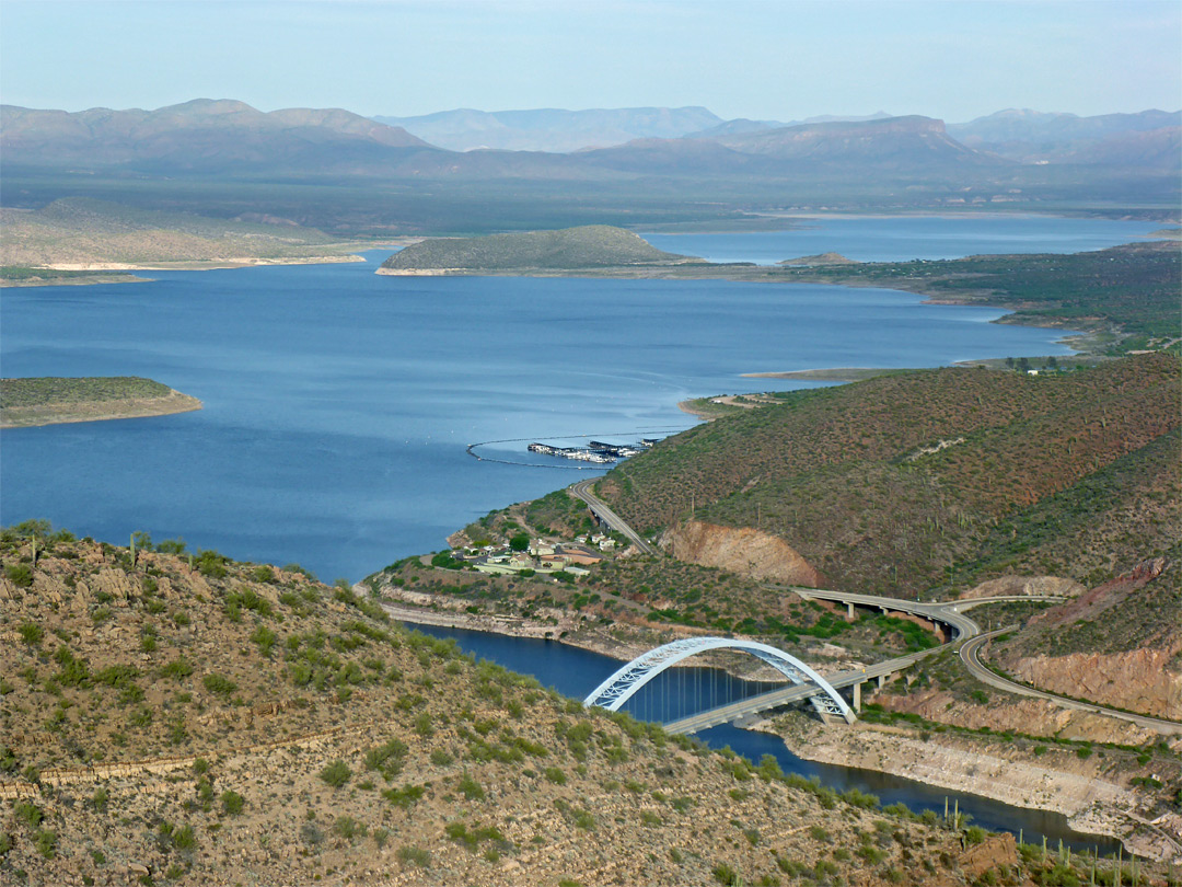 The lake and the Hwy 188 bridge