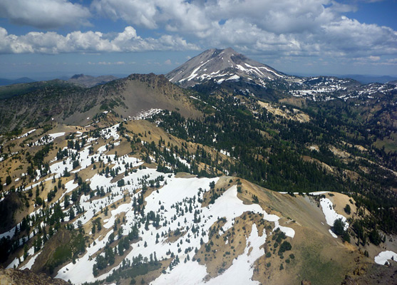 View north from the summit of Brokeoff Mountain, towards Lassen Peak