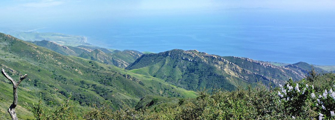 Panorama east and south from the Gaviota Peak summit ridge