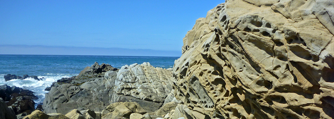 Layered, eroded rocks at the Harmony Headlands