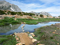 Bishop Pass Trail, across a pond