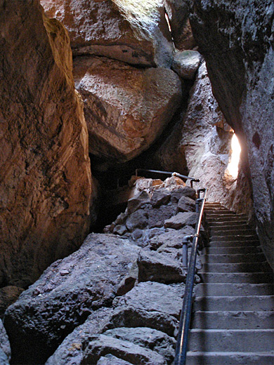 Steps and railings in Bear Gulch Cave