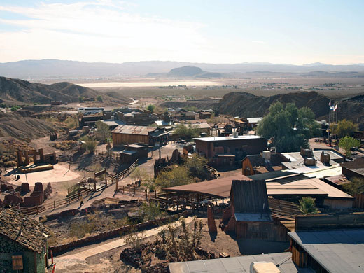 View south over the town; Mojave Valley in the distance