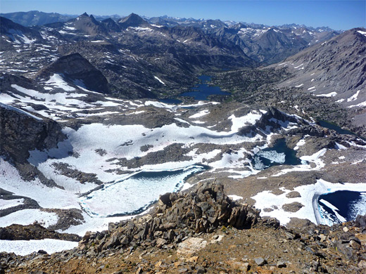 Glacial ponds and the valley of the Rae Lakes, in Kings Canyon National Park