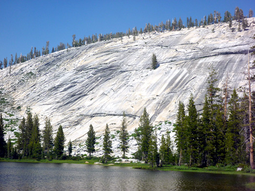Steeply-sloping granite hillside, at the second Sunrise Lake