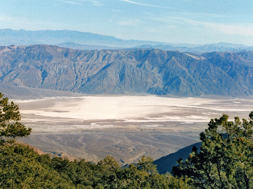 Badwater salt flats, from the slopes of Wildrose Peak