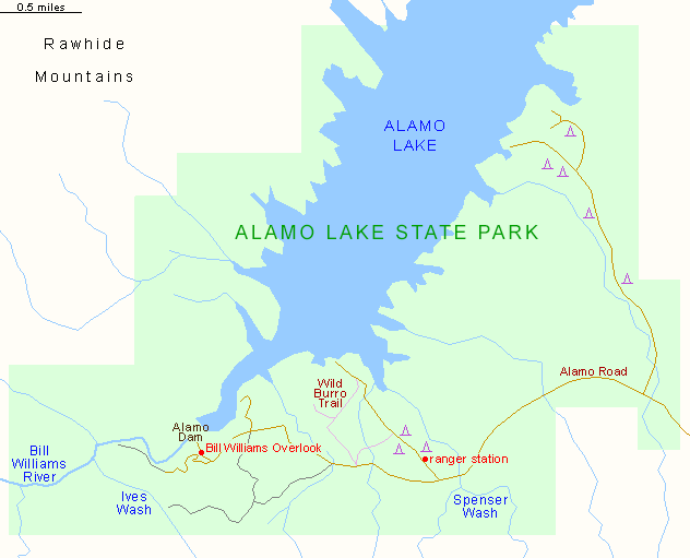 Map of Alamo Lake State Park