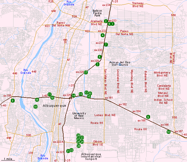 Map of Hotels in Albuquerque