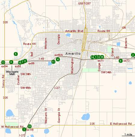 Map of Hotels in Amarillo