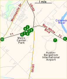 Map of Austin Airport Hotels