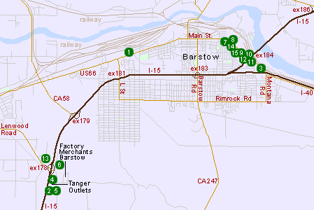 Map of Hotels in Barstow