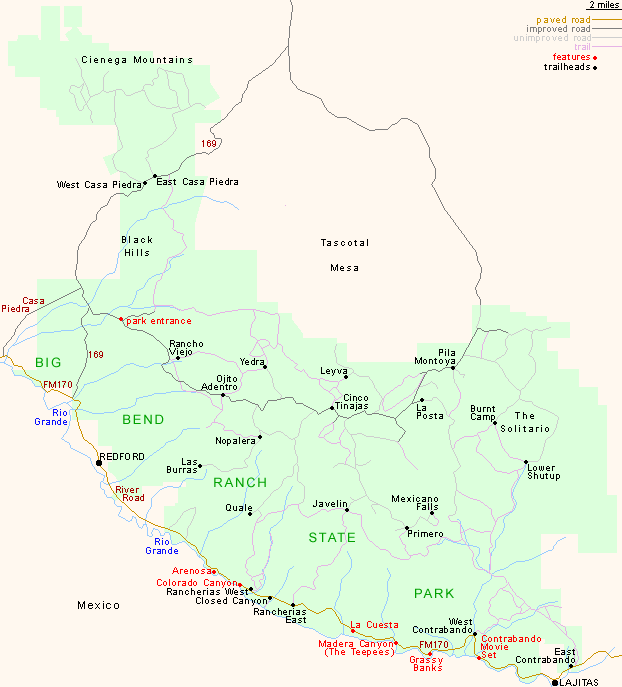 Map of Big Bend Ranch State Park