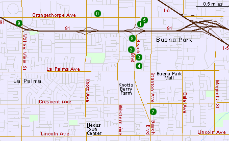 Map of Hotels in Buena Park