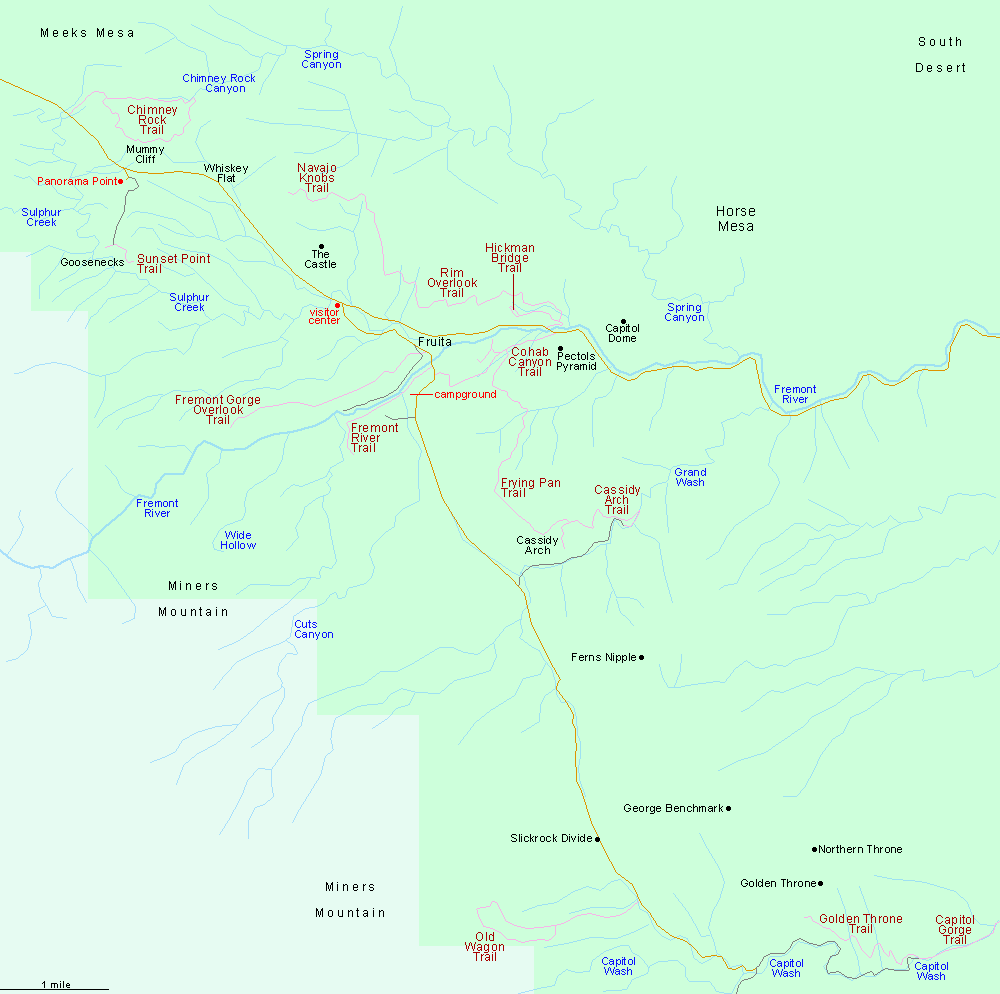 Trail Map for Capitol Reef National Park
