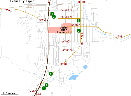 Map of Hotels in Cedar City