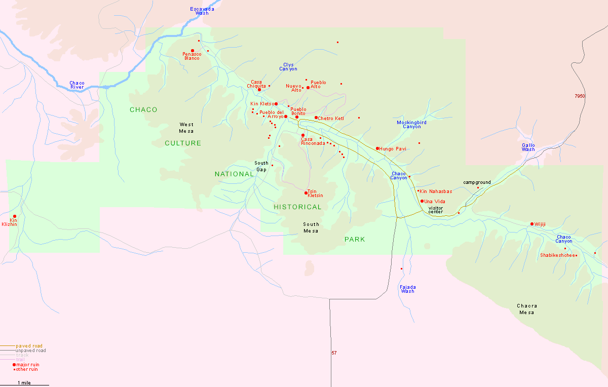 Map of Chaco Culture National Historical Park