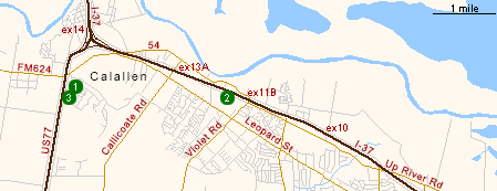 Map of Hotels in Northwest Corpus Christi