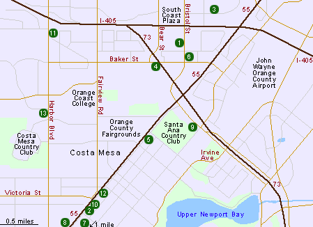 Map of Hotels in Costa Mesa