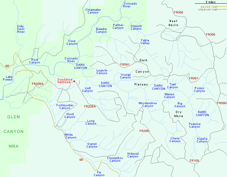 Map of Dark Canyon, Utah