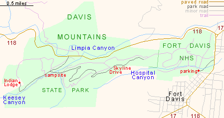 Map of Davis Mountains State Park