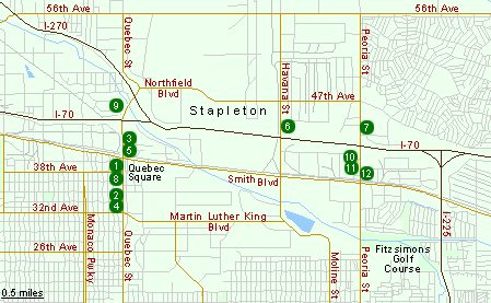 Map of Hotels in East Denver (Stapleton Area)