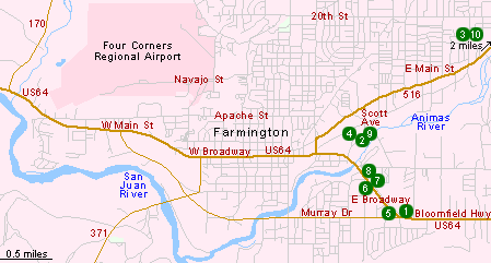 Map of Hotels in Farmington
