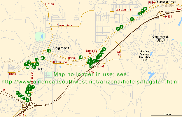Map of Hotels in Flagstaff
