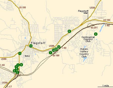 Map of Hotels in Flagstaff