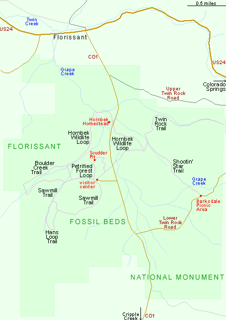 Florissant Fossil Beds map