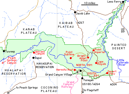 Map of Grand Canyon National Park