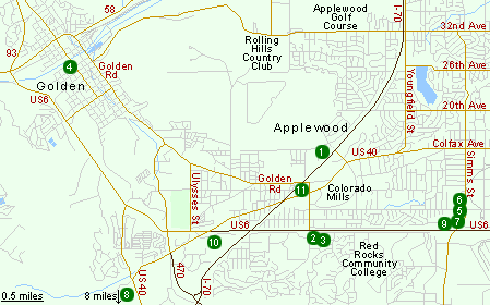 Map of Hotels in Golden