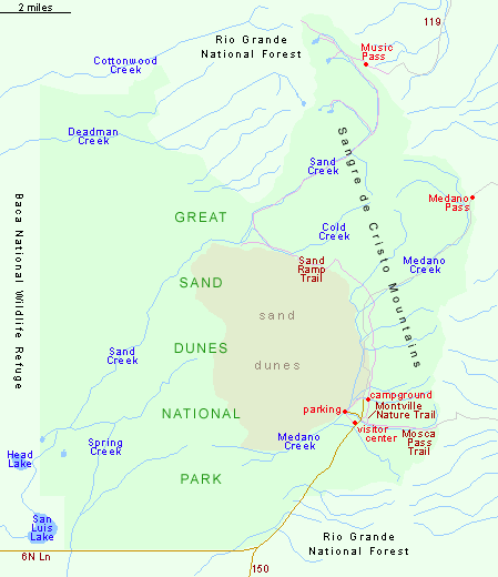 Map of Great Sand Dunes National Park