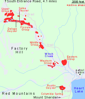 Map of Heart Lake Geyser Basin