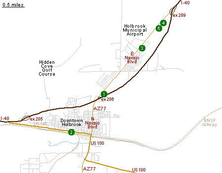 Map of Hotels in Holbrook