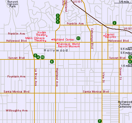 Map of Hotels in Hollywood