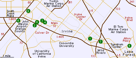 Map of Hotels in Irvine