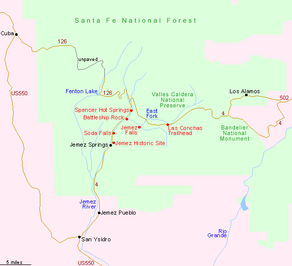 Map of the Jemez Mountains