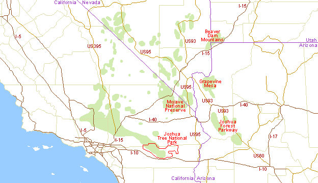 Map of Joshua tree distribution