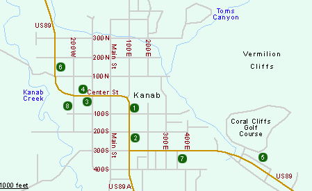 Map of Hotels in Kanab