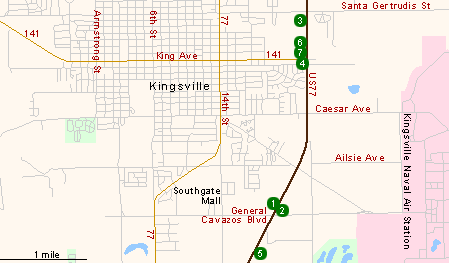 Map of Hotels in Kingsville