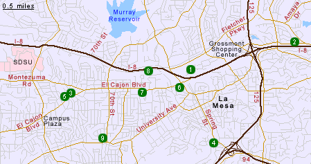 Map of Hotels in La Mesa