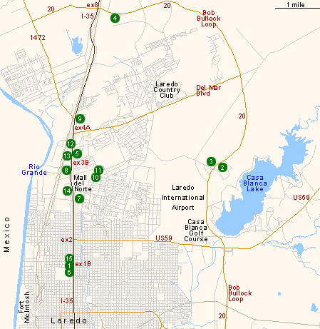 Map of Hotels in Laredo
