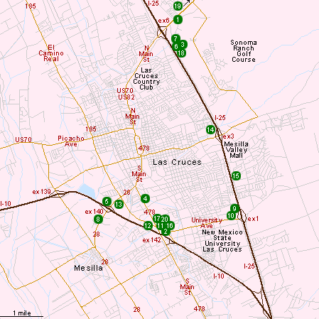 Map of Hotels in Las Cruces