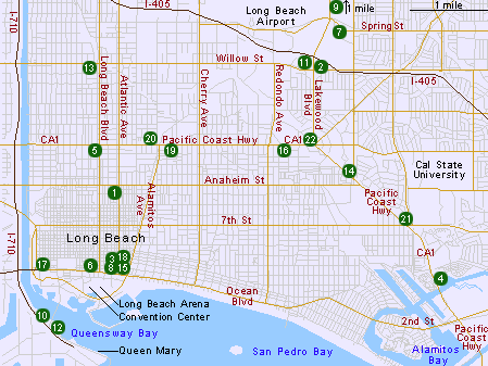 Map of Hotels in Long Beach