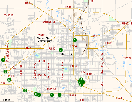 Map of Hotels in Lubbock