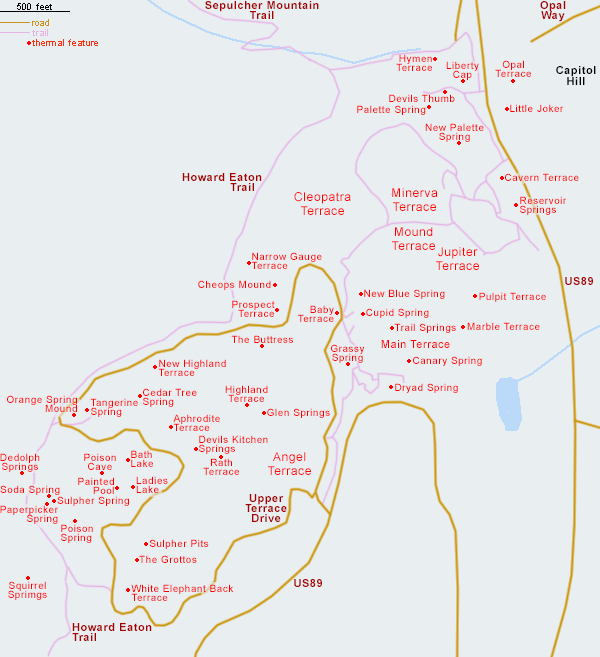 Map of the Mammoth Terraces